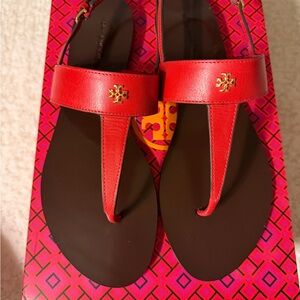 Tory Burch Red Leather Sandals